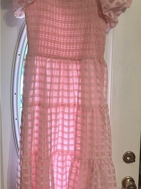 Pink Gingham Tiered Kids Dress